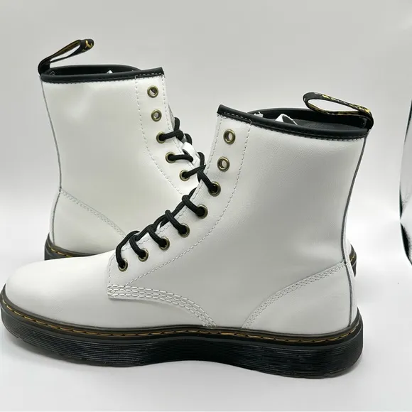 Unisex Dr. Martens Zavala White Leather Combat Boot Women’s Size 11=Men 10 New