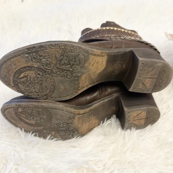 Urban Outfitters x Invito Brown embellished western ankle boots women sz 11