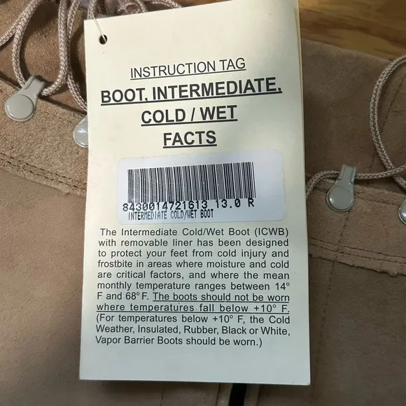 USGI BELLEVILLE GORTEX Intermediate Cold/Wet Tan Combat Boots ICWT Size 13R NWT