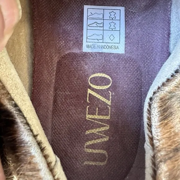 Uwezo Oxfords Shoes Brown Leather Cowhide Hair Lace Up Men's Size 8
