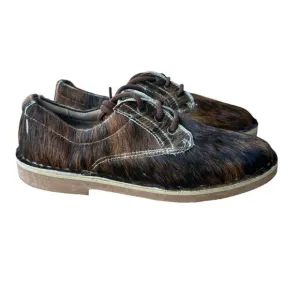 Uwezo Oxfords Shoes Brown Leather Cowhide Hair Lace Up Men's Size 8