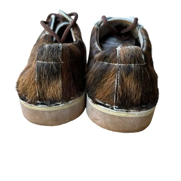 Uwezo Oxfords Shoes Brown Leather Cowhide Hair Lace Up Men's Size 8