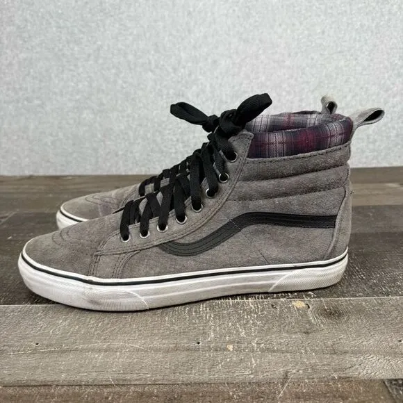 VANS Mens 11.5 Sk8-Hi MTE Hiker Scotchgard Winter Skateboarding Shoes Gray White