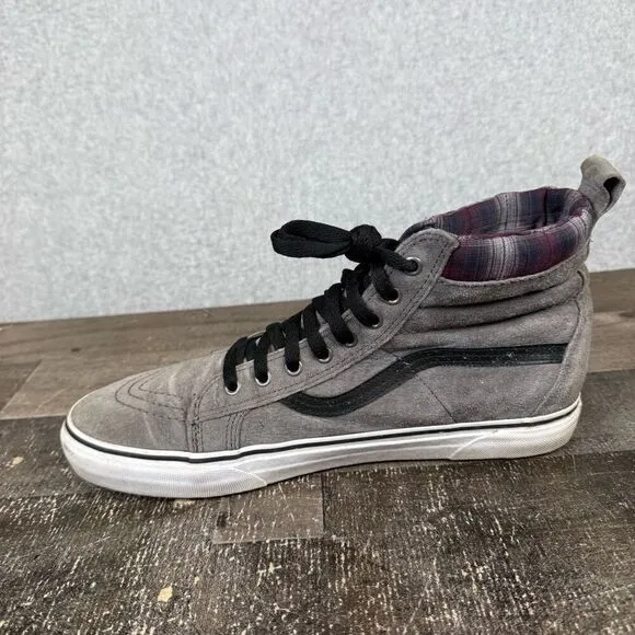 VANS Mens 11.5 Sk8-Hi MTE Hiker Scotchgard Winter Skateboarding Shoes Gray White