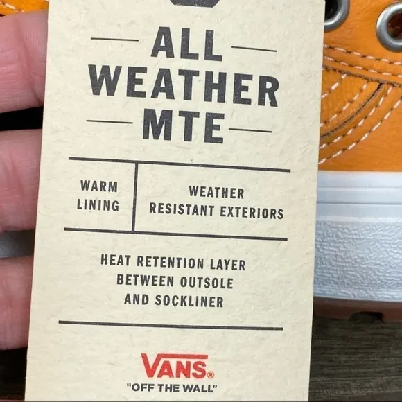 Vans Sk8-Hi Mte 2.0 Dx Apricot/Black High Top Leather Sneaker Boots Size 6.5