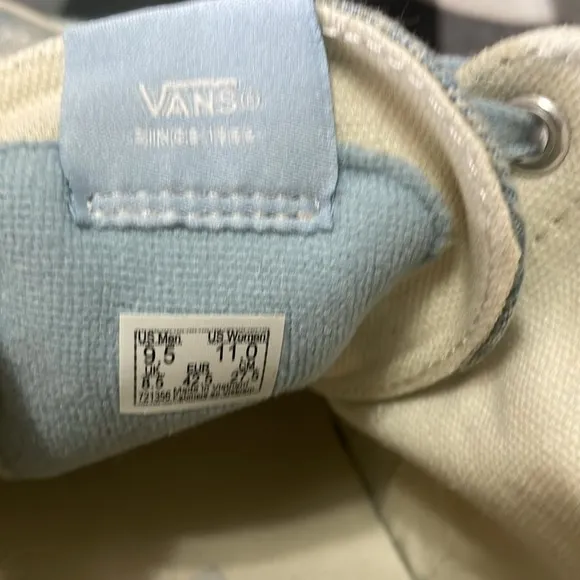 VANS Sk8 Hi Tapered Denim Destroy Winter Sky Washed Blue Denim High Top Sneakers