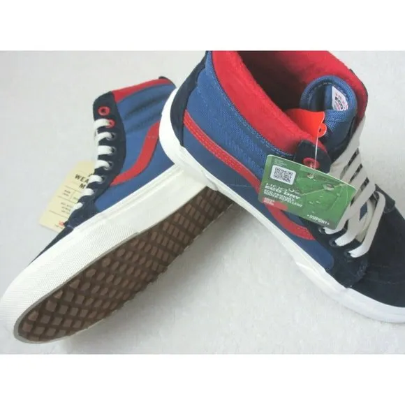 Vans Women's Sk8-Hi MTE All Weather Boots Navy Blue Red Suede Size 8.5 NIB