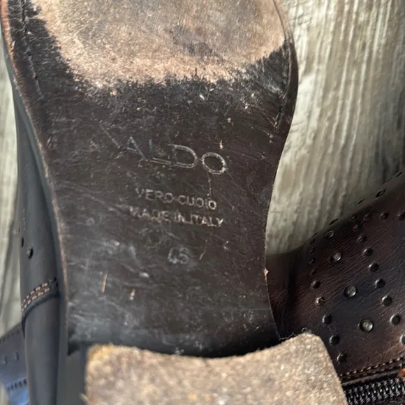 VERO CUOIO MEN ANKLE BOOTS BROWN  LEATHER MADE IN ITALY 🇮🇹 SIZE 45