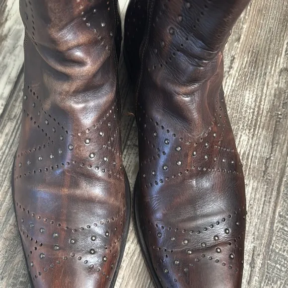 VERO CUOIO MEN ANKLE BOOTS BROWN  LEATHER MADE IN ITALY 🇮🇹 SIZE 45