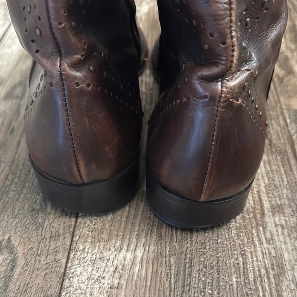 VERO CUOIO MEN ANKLE BOOTS BROWN  LEATHER MADE IN ITALY 🇮🇹 SIZE 45