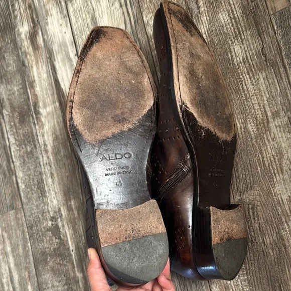 VERO CUOIO MEN ANKLE BOOTS BROWN  LEATHER MADE IN ITALY 🇮🇹 SIZE 45