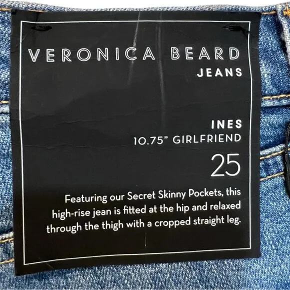 Veronica Beard Ines Paint Splatter 10.75&quot; Cropped Girlfriend Jeans NWT