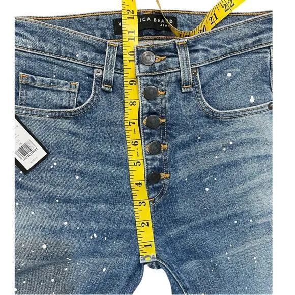 Veronica Beard Ines Paint Splatter 10.75&quot; Cropped Girlfriend Jeans NWT