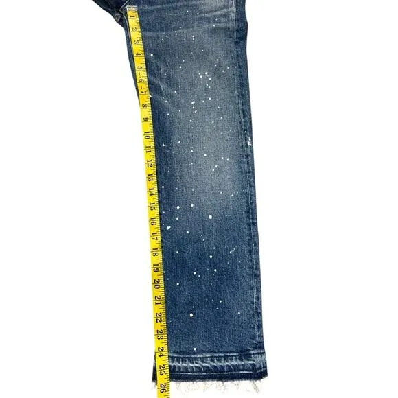 Veronica Beard Ines Paint Splatter 10.75&quot; Cropped Girlfriend Jeans NWT