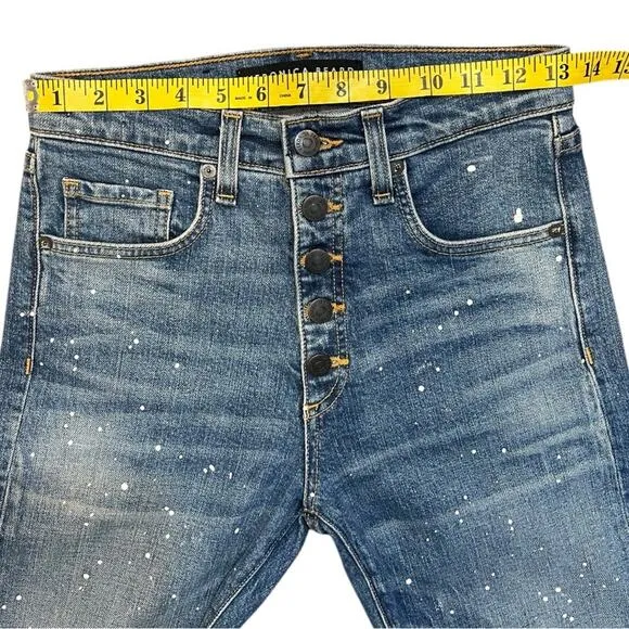 Veronica Beard Ines Paint Splatter 10.75&quot; Cropped Girlfriend Jeans NWT