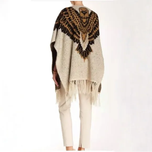 Vertigo Women Open Front Eagle Eye Knitted Sweater Cape