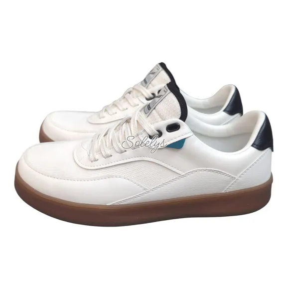 Vessi Courtside Classic Mens 8 Off White Black Waterproof Casual Lace Up Sneaker