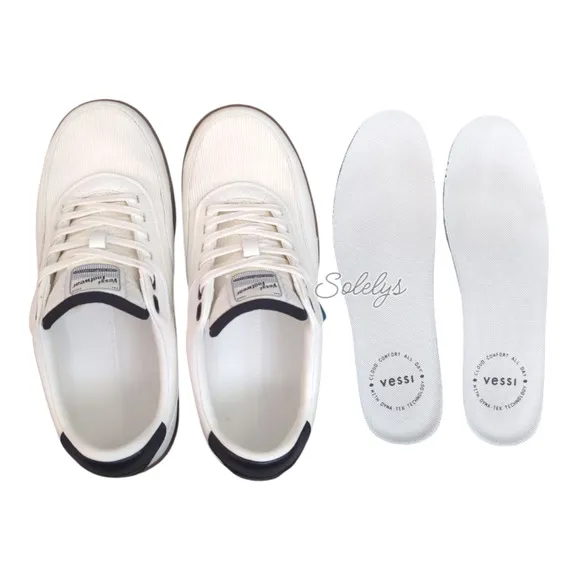 Vessi Courtside Classic Mens 8 Off White Black Waterproof Casual Lace Up Sneaker