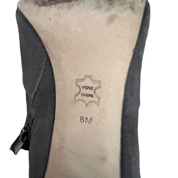 Via Spiga Women 8 Gray Suede Boots Knee High Zip Up Point Toe