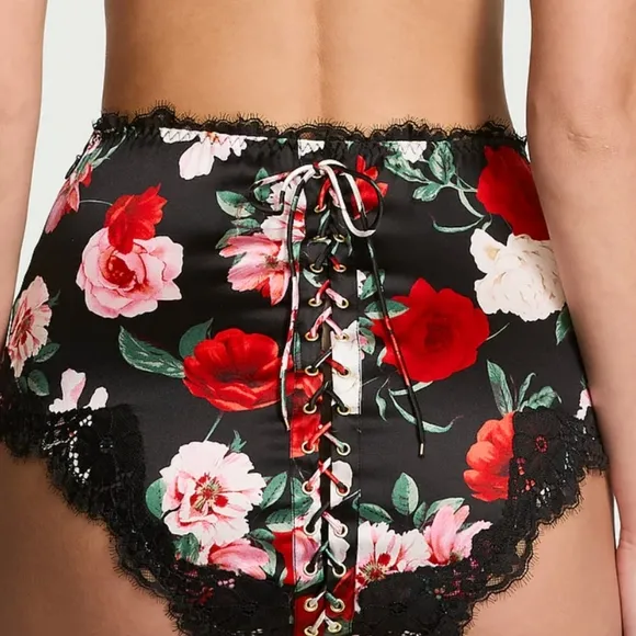 Victoria's secret luxe stretch silk satin lace trim high waist brief panty XS