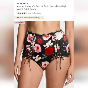 Victoria's secret luxe stretch silk satin lace trim high waist brief panty