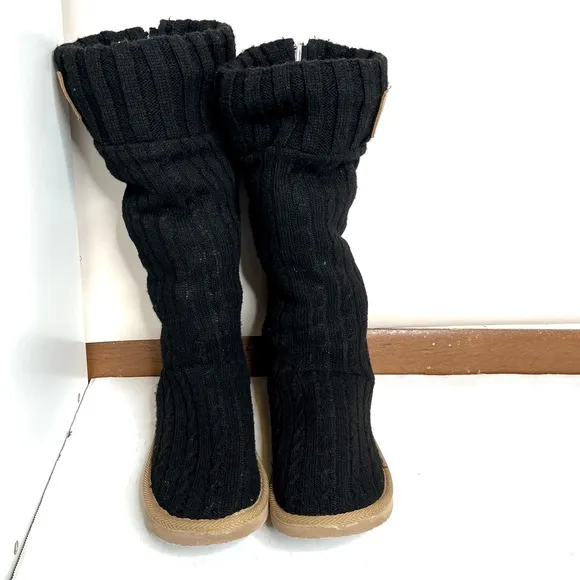 Victorias Secret PINK Wool Slipper Boots Size Medium Black Brown Cheetah Fur 7 8