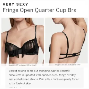 Victoria's secret very sexy fringe open quarter cup shine strap bra MEDIUM