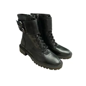 Vince Camuto Fawdry Leather Combat Boots Buckle lace Up Black Size 6.5 M