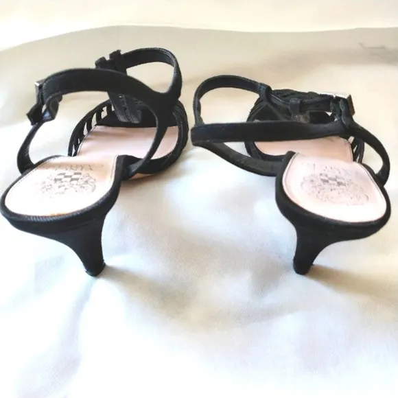 Vince Camuto Strappy Heels Sz 10M BLACK Princess Scroll Sparkle &amp; Ankle Strap
