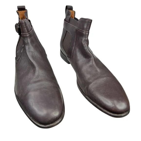 Vince Mens Brown Leather Chelsea Pull On Ankle Boot Size US 10 E