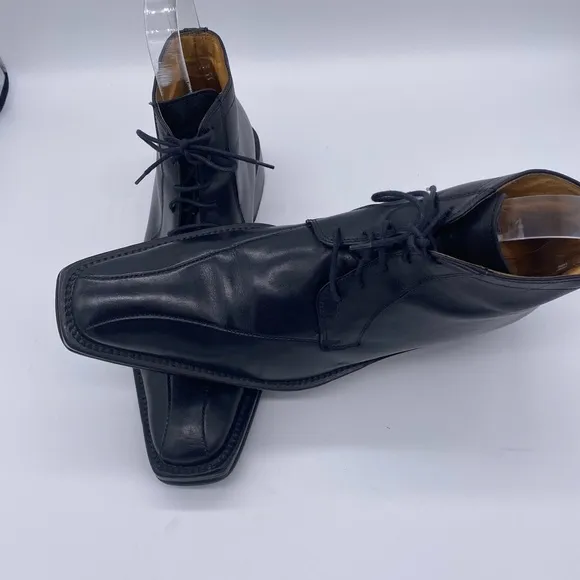Vintage Baggat Men Black Leather Ankle Boots Size 40 EU