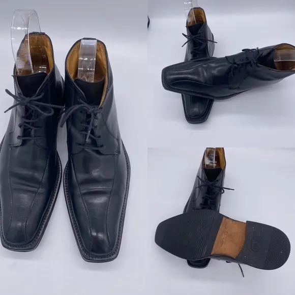 Vintage Baggat Men Black Leather Ankle Boots Size 40 EU