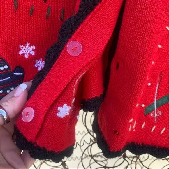 Vintage Basic Editions knit ugly Christmas cardigan SMALL