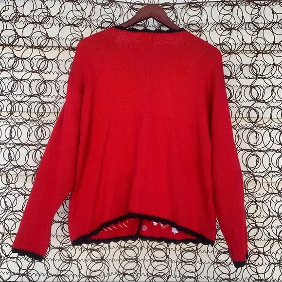Vintage Basic Editions knit ugly Christmas cardigan SMALL
