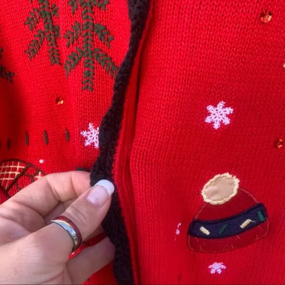 Vintage Basic Editions knit ugly Christmas cardigan SMALL