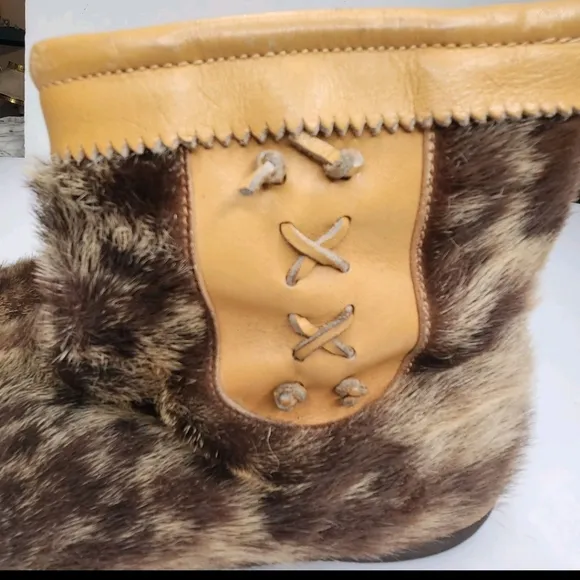 Vintage Bastin Bros Boots After Ski Fur Leather Zip Up Shoes Snow Cold Weather