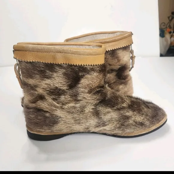 Vintage Bastin Bros Boots After Ski Fur Leather Zip Up Shoes Snow Cold Weather