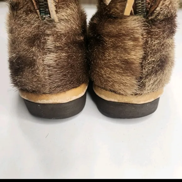 Vintage Bastin Bros Boots After Ski Fur Leather Zip Up Shoes Snow Cold Weather