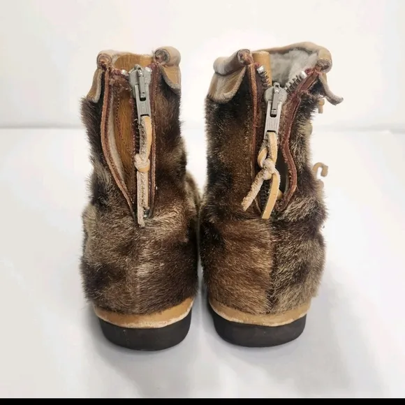 Vintage Bastin Bros Boots After Ski Fur Leather Zip Up Shoes Snow Cold Weather