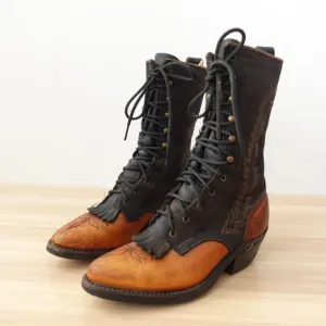 VINTAGE Brown Western Boots Men 5.5 Cowboy Packer Logger Steampunk Edwardian USA