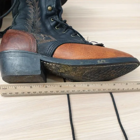 VINTAGE Brown Western Boots Men 5.5 Cowboy Packer Logger Steampunk Edwardian USA