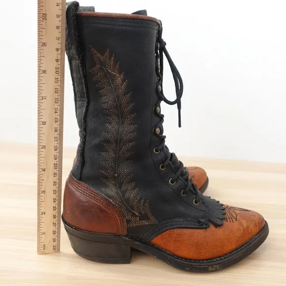 VINTAGE Brown Western Boots Men 5.5 Cowboy Packer Logger Steampunk Edwardian USA