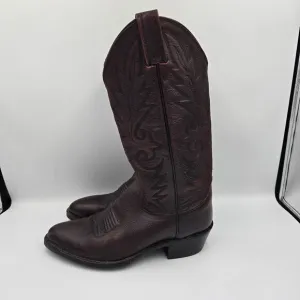 Vintage Dan Post Burgundy Cowboy Boots Leather Milwaukee Mens 7.5, 1 Insole Comi