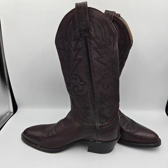 Vintage Dan Post Burgundy Cowboy Boots Leather Milwaukee Mens 7.5, 1 Insole Comi