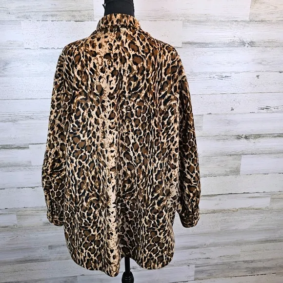 Vintage Dennis Basso Leopard Print Faux Fur Coat 1X Mobwife Era Old Money 90s