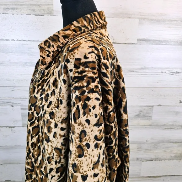 Vintage Dennis Basso Leopard Print Faux Fur Coat 1X Mobwife Era Old Money 90s