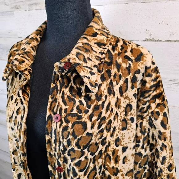 Vintage Dennis Basso Leopard Print Faux Fur Coat 1X Mobwife Era Old Money 90s