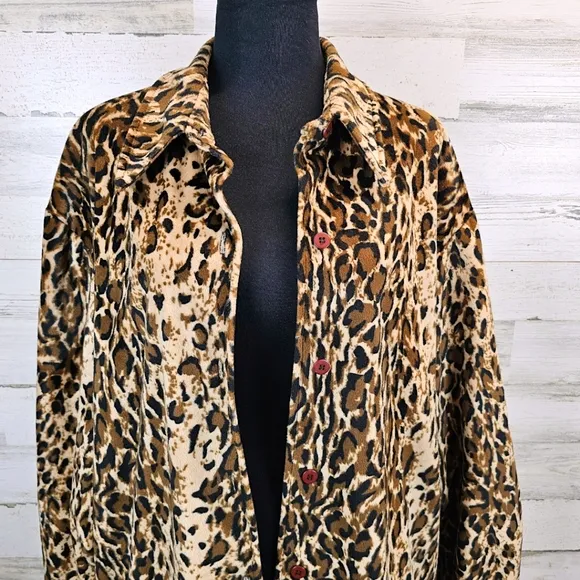 Vintage Dennis Basso Leopard Print Faux Fur Coat 1X Mobwife Era Old Money 90s