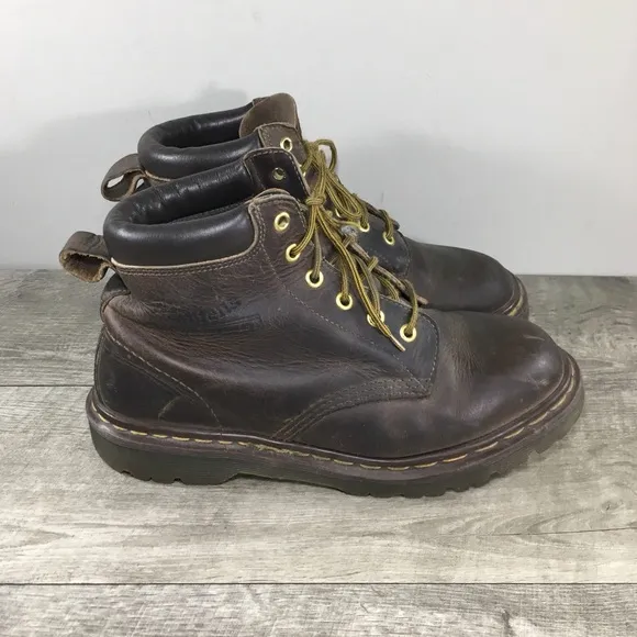 Vintage Dr. Martens 939 Ben Crazy Horse Brown Leather Combat Men Boots UK 8 US 9