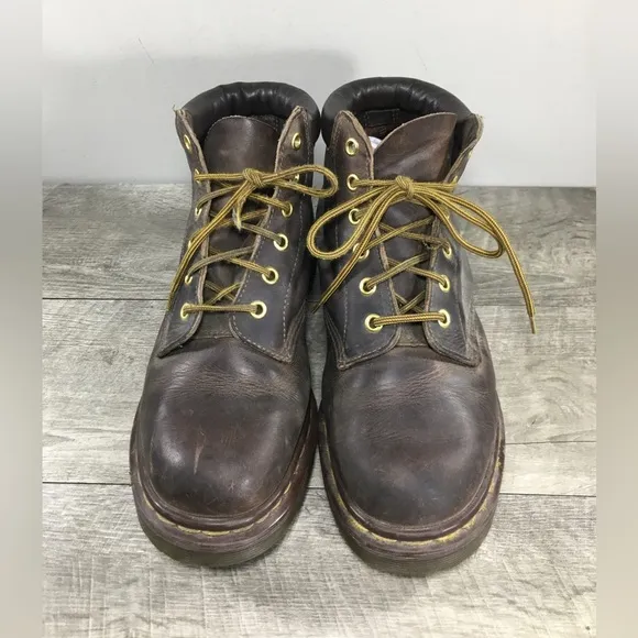 Vintage Dr. Martens 939 Ben Crazy Horse Brown Leather Combat Men Boots UK 8 US 9